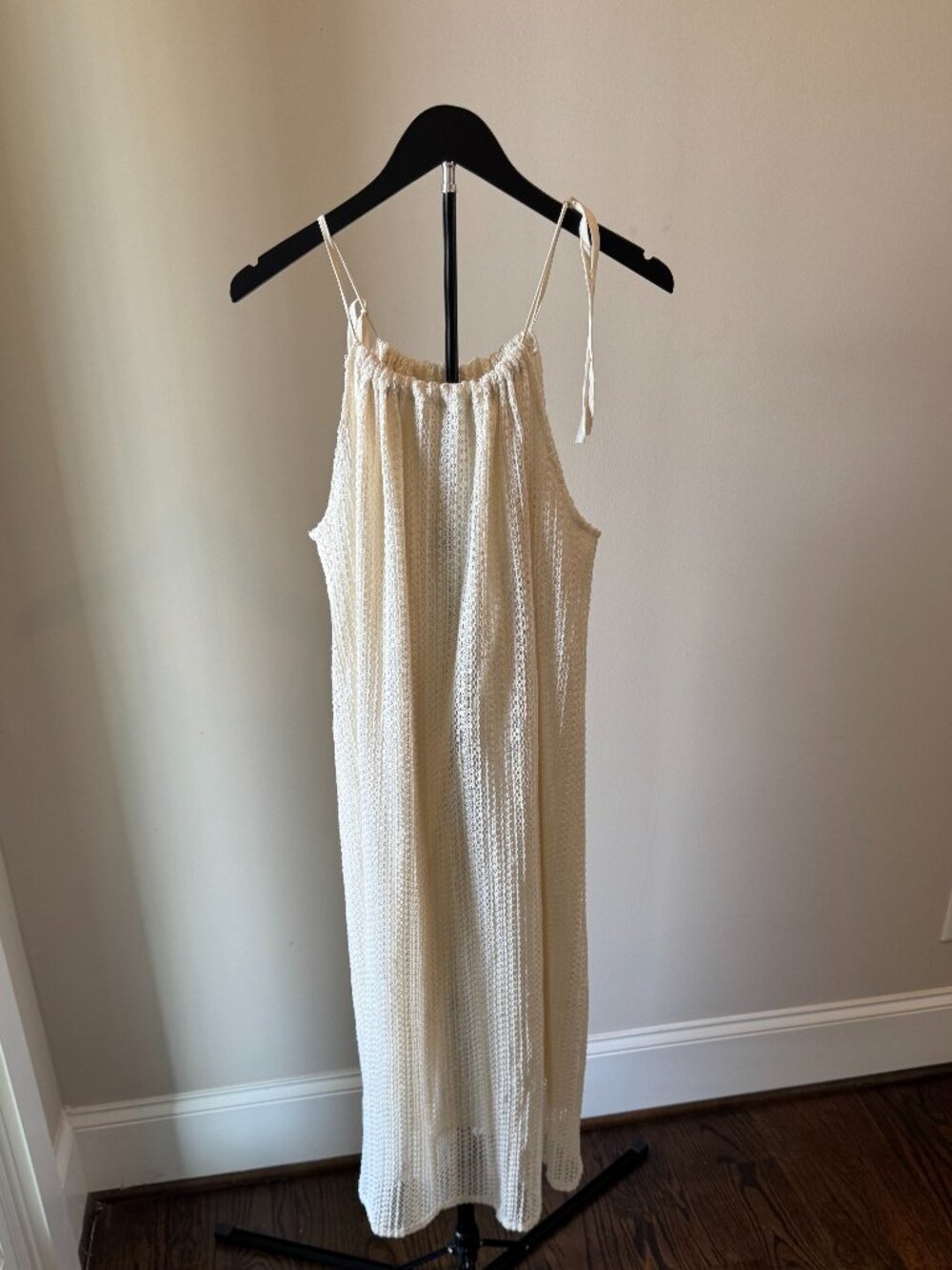 Ecru Sleeveless Crochet Maxi Dress - One Size